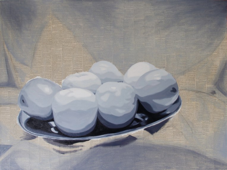 Seven Apples WIP, Feb 27, 2016, Mixed on Canvas, 48" X 36"