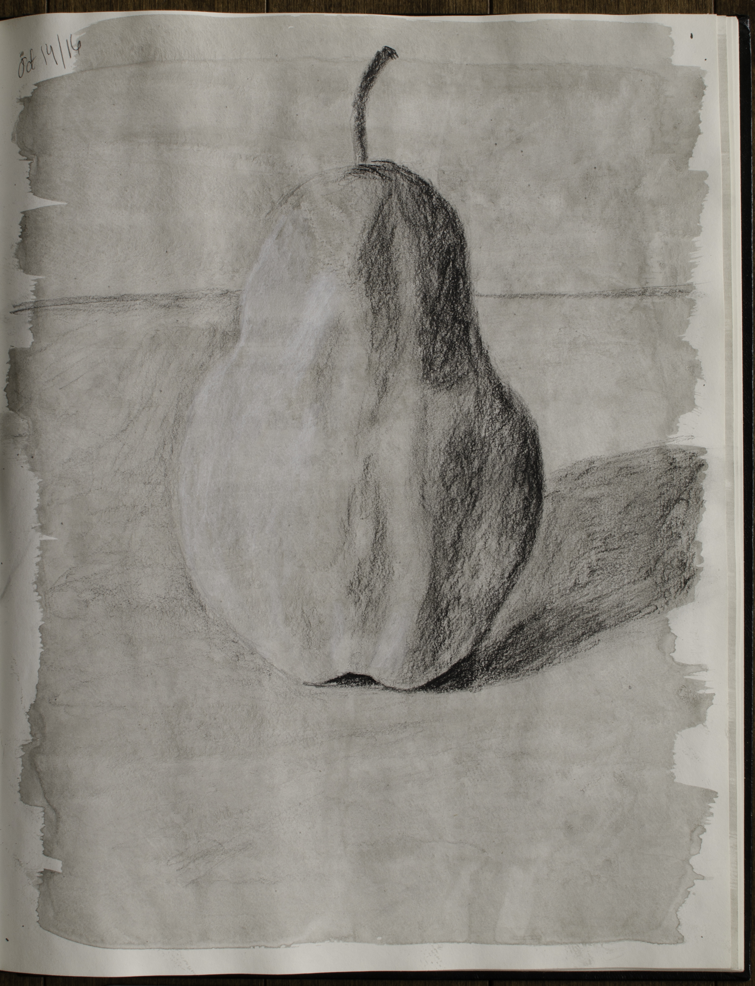 Sketchbook Pear, Oct 14, 2016, Charcoal & India Ink on Paper, 10.5" X 13.5"