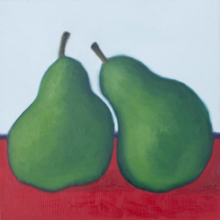 Couple of Pears, Aug 12, 2017, Oil on Panel, 8" X 8"