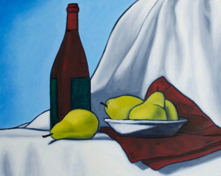 Wine & Pears Three, Jan 14, 2018, Oil on Panel, 20" X 16"
