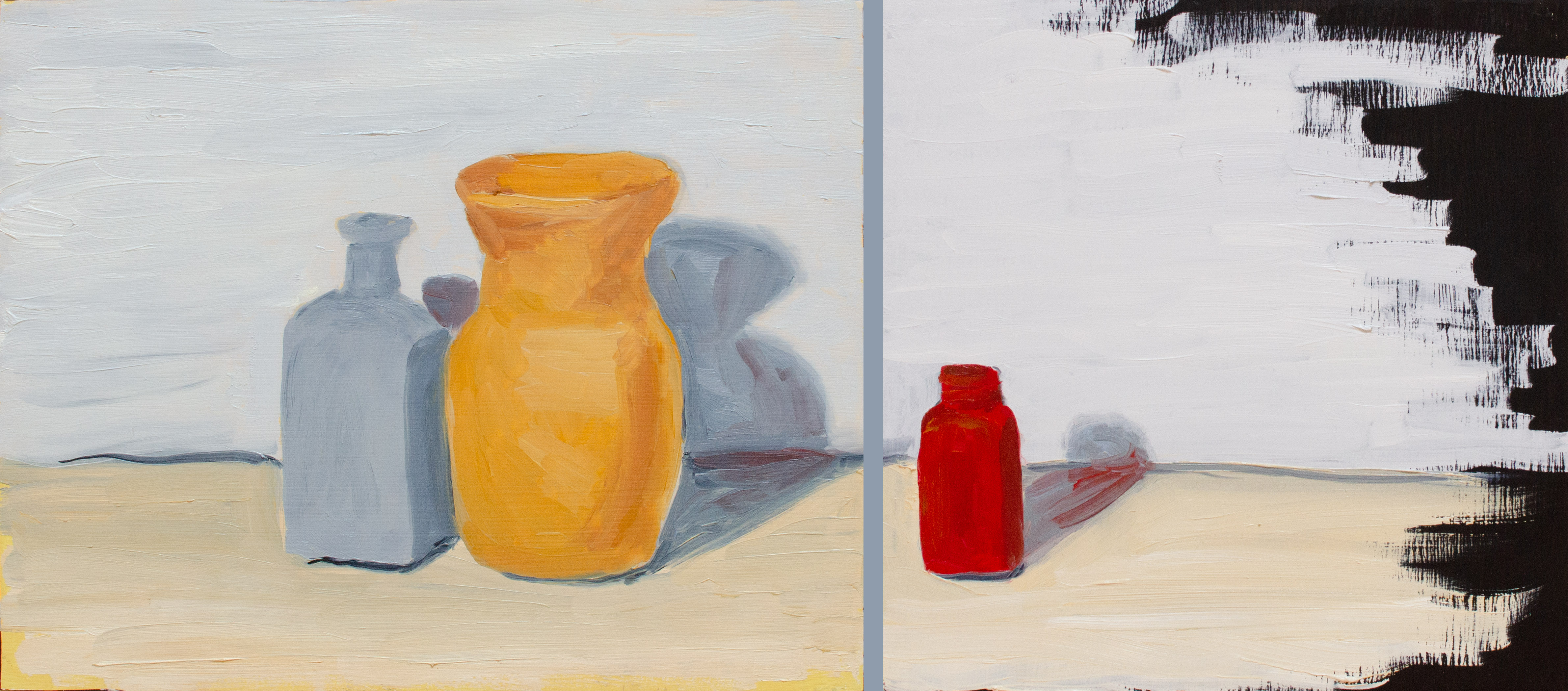 Separate, Oct 13, 2018, Oil on Panel, 2 pcs left 10" X 8", right 8" X 8"